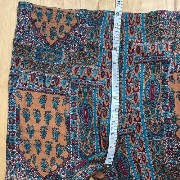 RAFFERTY 90’s FUN FESTIVAL PANTS WOMENS SIZE M BROWN GREEN PULL-ON POCKETS COMFY - Picture 8 of 9